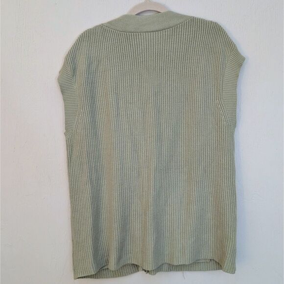 Anthropologie Daily Ritual Green Safe Knit Button Down Sweater Vest Size M - Picture 5 of 6